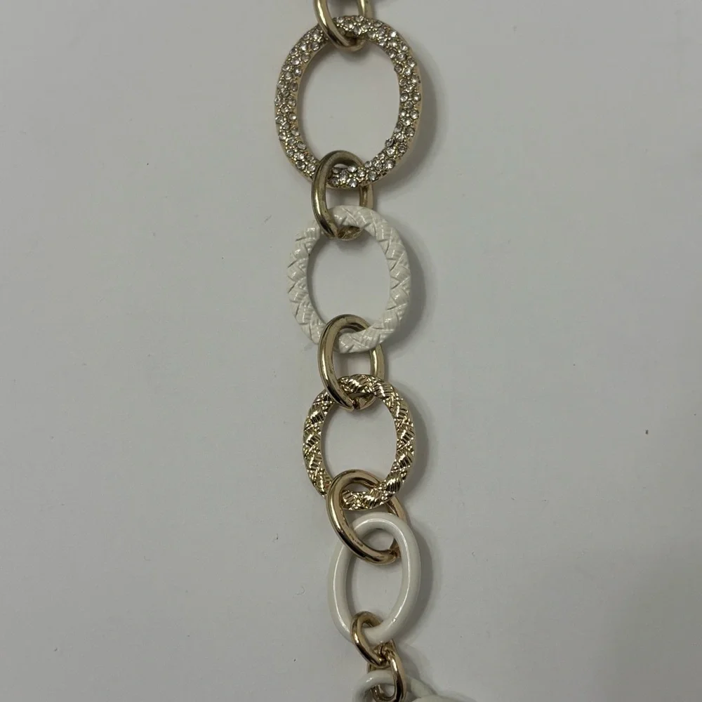 Gold and White Chain Statement Necklace - Picture 6 of 7